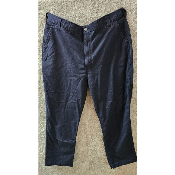 Carhartt 44x32 Navy Rugged Flex Relaxed Fit Canvas 5 Pocket Work Pant 102291 - Picture 1 of 3